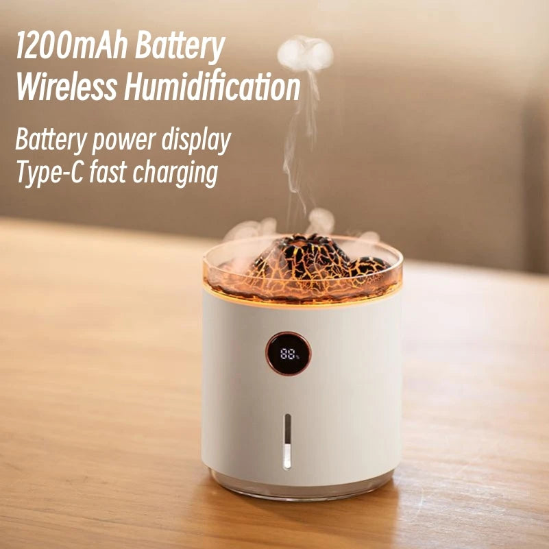 Volcano Humidifier with Adjustable Flame Light - VAZIRION